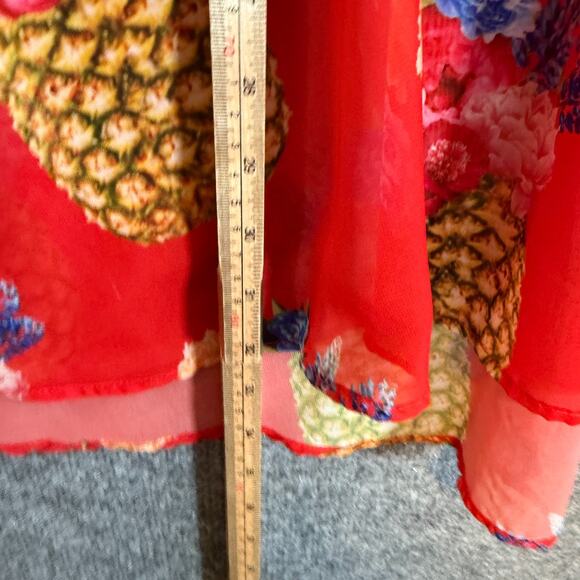 Show Me Your Mumu Kimono Womens Small Pineapple Print Red Sheer Cover Up Swim - Picture 6 of 9